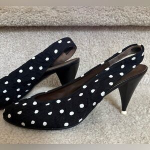 Luc Bergen Polka Dot Leather Lined Slingback. 
Sz 38